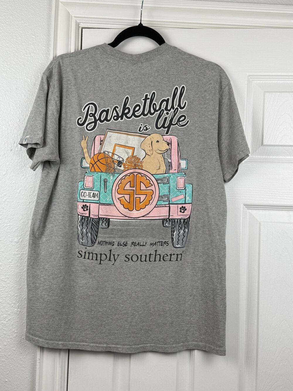 Simply Southern Basketball Is Life Graphic Tee Shirt Gray Medium Preppy Southern